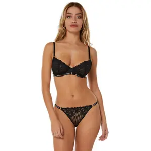 HUSTLER® Logo Plunge Fishnet Bra