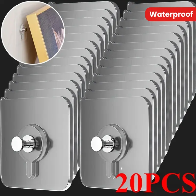 【Black Friday】20-Piece Wall-Mounted Self-Adhesive Hook Set, Easy-to-Install Waterproof Picture Hangers with Strong Adhesive and No Drilling Required, for Paintings, Photo Frames, and Clocks in Kitchens and Bathrooms