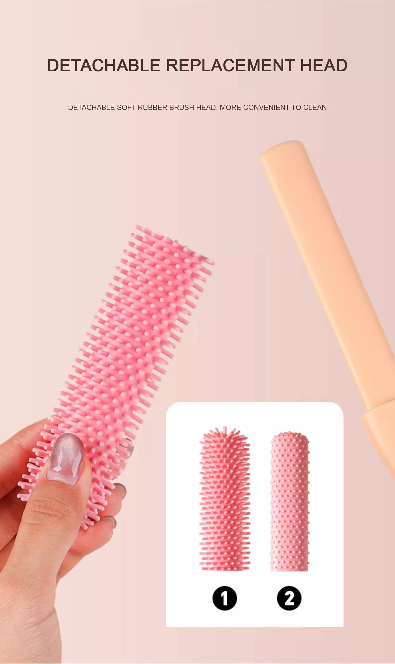 【S1】Toe Gap Cleaning Brush Long Handle Silicone Toe Crevice Cleaning Brush & Exfoliating Brush, Foot Scrubber in Shower Toe Cleaning Brush