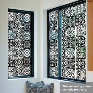 Vintage Floral Pattern Window Sticker, 1 Sheet Double Sided Window Decorative Sticker, Window Decal for Home Living Room Bedroom, Ornaments