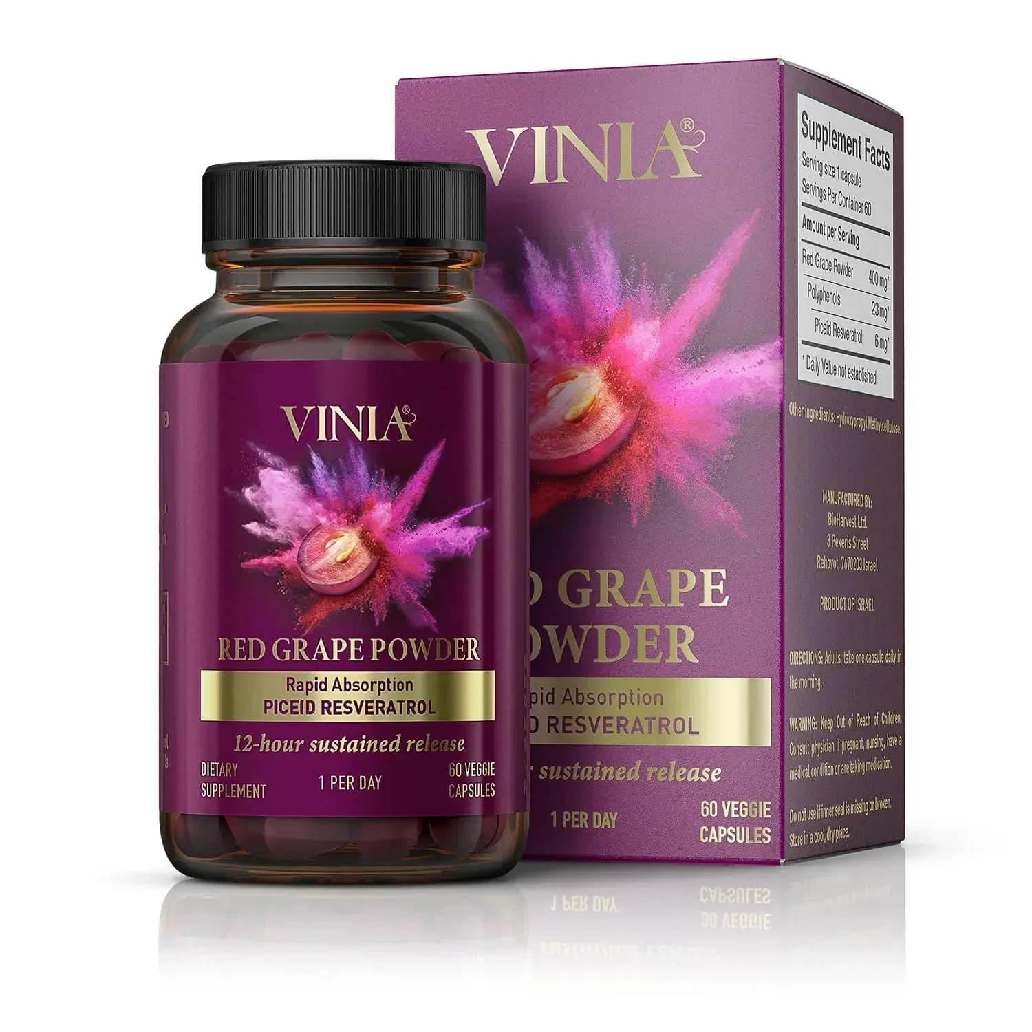 12-Hour Long-Lasting Piceid Resveratrol Supplement. Nitric Oxide Supplement. Supports Heart Health, Blood Flow, Boost Oxygen Superfood Powder, Keto Friendly. Vegan & Non-GMO. 60 Day Supply.