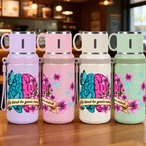 1pc 20oz 316 Stainless Steel Tumbler with Butterfly and Cherry Blossom Design, Suitable for Sports, Fitness, Outdoor Travel, Time Marker Outdoor durable large capacity Hiking 316 Stainless Steel Cup Suitable for