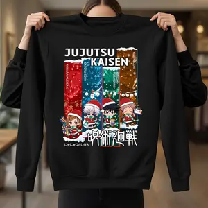 Jujutsu Kaisen Christmas Sweatshirt, Gojo Itadori Megumi Nobara Christmas Shirt, Jujutsu Kaisen Characters Christmas Hoodie, JJK Christmas Shirt, Gift For Anime Fan, For Men, For Women