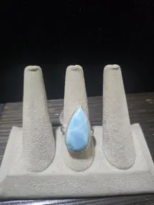 Larimar Teardrop Silver Ring