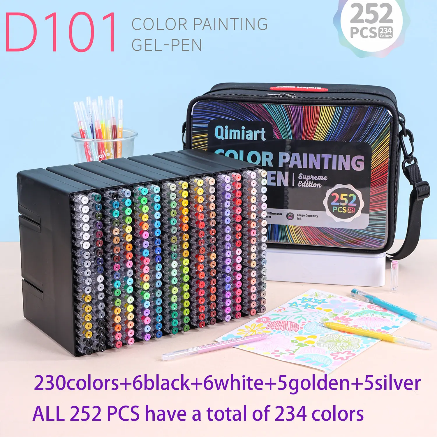 NEW 252 Pieces/234 Colors (Professional Edition) Languo Color Painting Gel Pen Set, Art Pens, with Storage Box, 0.6mm Needle Tip, Rich Color, Artist Supplies, Art Supplies for Diary, Card, DIY, Art Drawing Supplies, Crafting Supplies