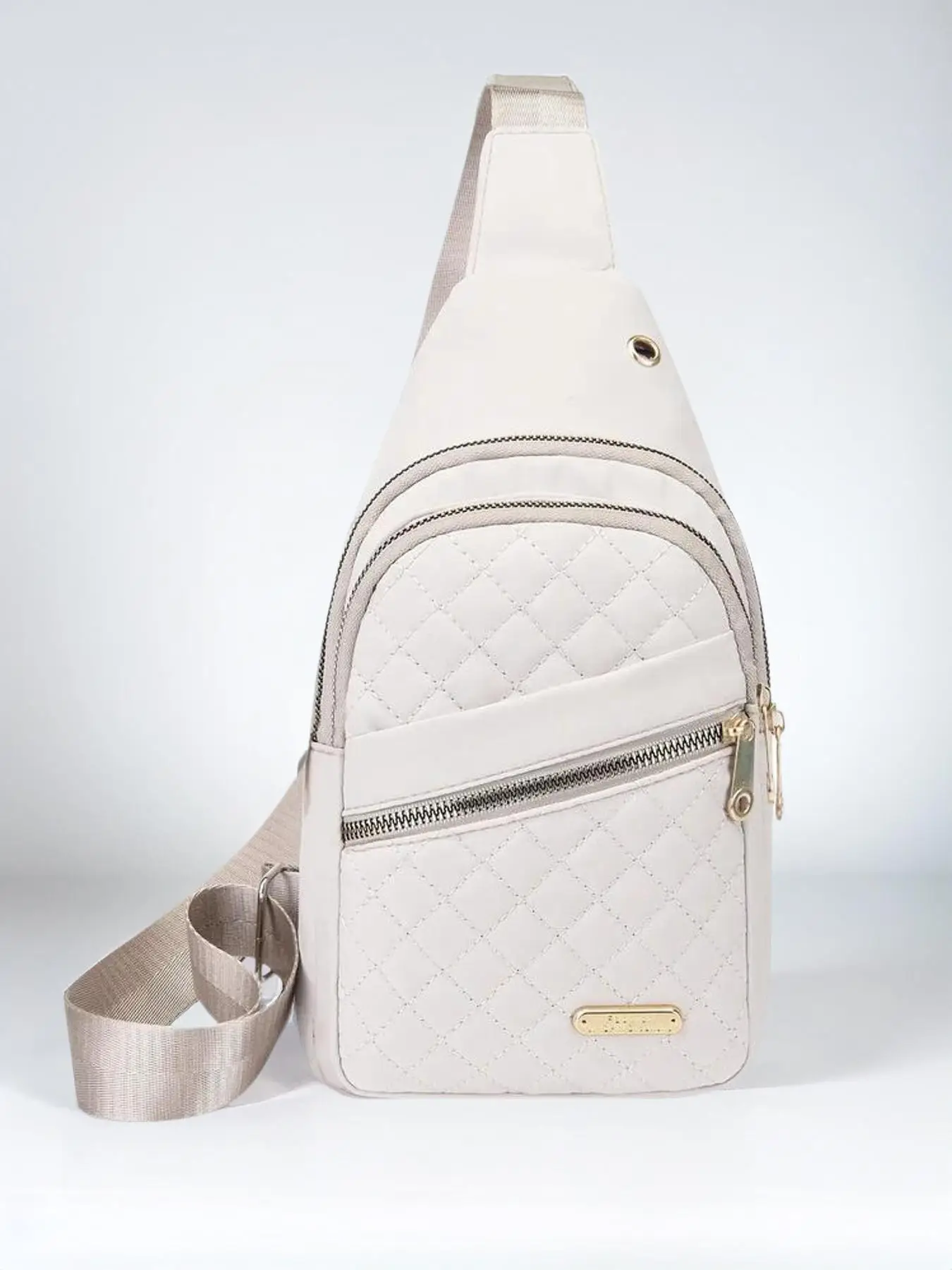 Casual Solid Quilted Pattern Zipper Bum Bag for Men, 2024 New Fashionable Sports Travel Phone Bag, Trendy All-match Chest Bag for Daily Life