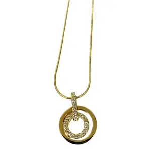 Pre-owned Swarovski Gold-plated Small Leather Goods Circle Necklace