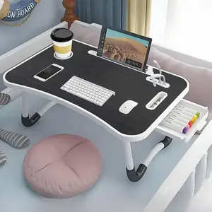 k-Ultra Large Portable Laptop Bed Table - Foldable Desk, Computer Desk - Multi Functional Tray Holder With Cup Holder And Drawer, USB, Fan, And Light Reading, And Writing On Beds, Sofas, Floors - Stable