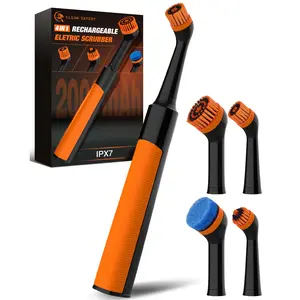 【4 Brush Heads}】Electric Cleaning Brush,Crevice Cleaning,Rotary Scrubber,Rechargeable,Grouting Brush,IPX7 Waterproof,For Cleaning Home Kitchen Bathroom Tiles Tubs, Indoor cleaning magic broom with removable head,cleans glass,hair,floors,carpets,bathroom