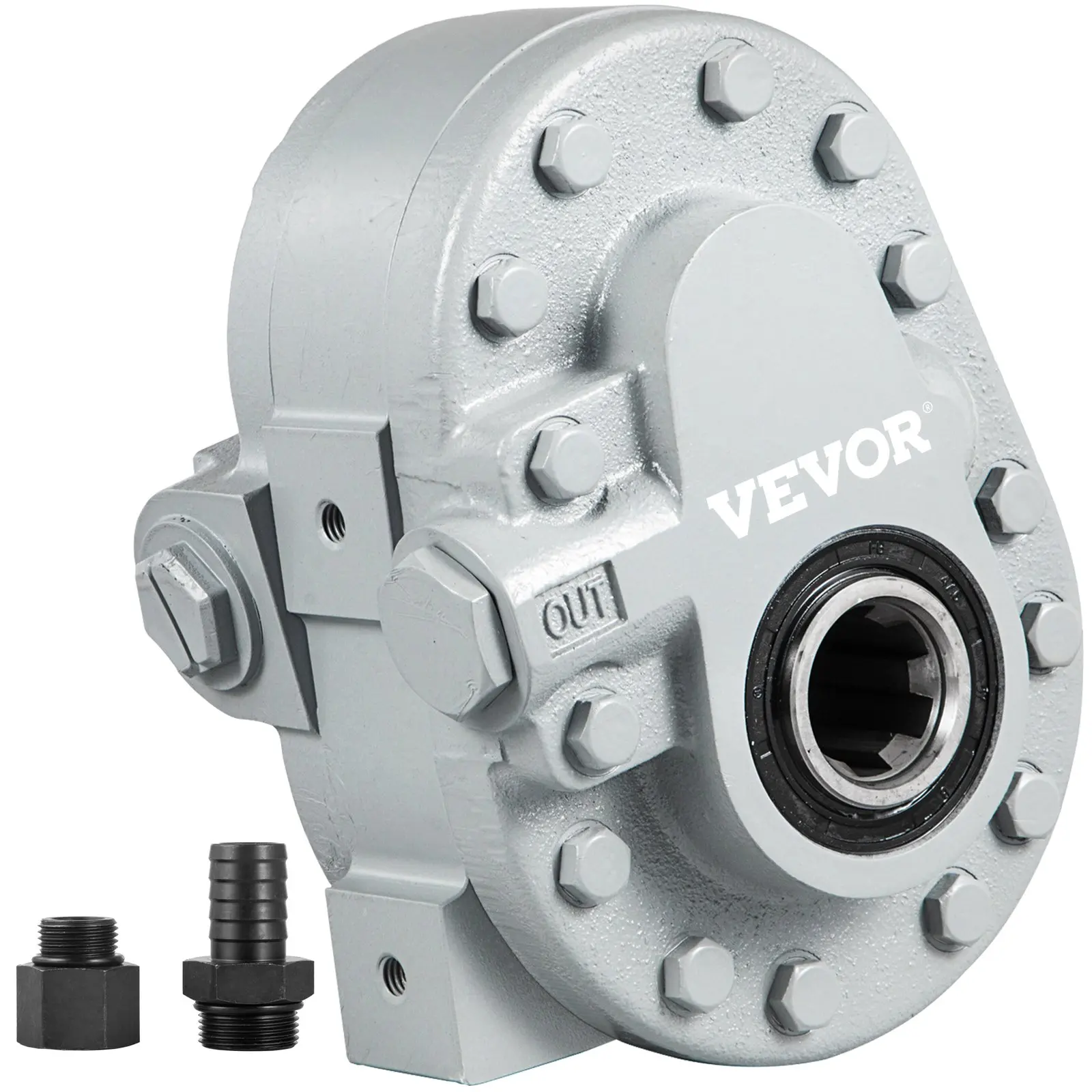 【Summerfinds】VEVOR Industrial Heavy Duty Cast Iron Hydraulic Gear Pump, 21.2 GPM Flow, 540 RPM Hydraulic Motor, 2250 PSI, SAE 12 SAE Ports, 1" Inlet & 1/2" NPT Outlet, Side Bolted, 6-3/8"x6-3/4"x8-3/4" for Tractors, Log Splitter