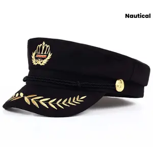 Adjustable Captain Hat Nautical Yacht Captain Costume Navy Marine Admiral Hat