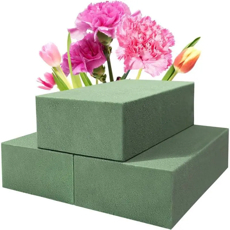Floral Foam Blocks 3-Pack, Compact Rectangular Shape Bricks for Flower Arrangements, Flexible Design for Wet/Dry Use in Art, Crafts & DIY Decorations - 5.5" x 3.1" x 1.7"