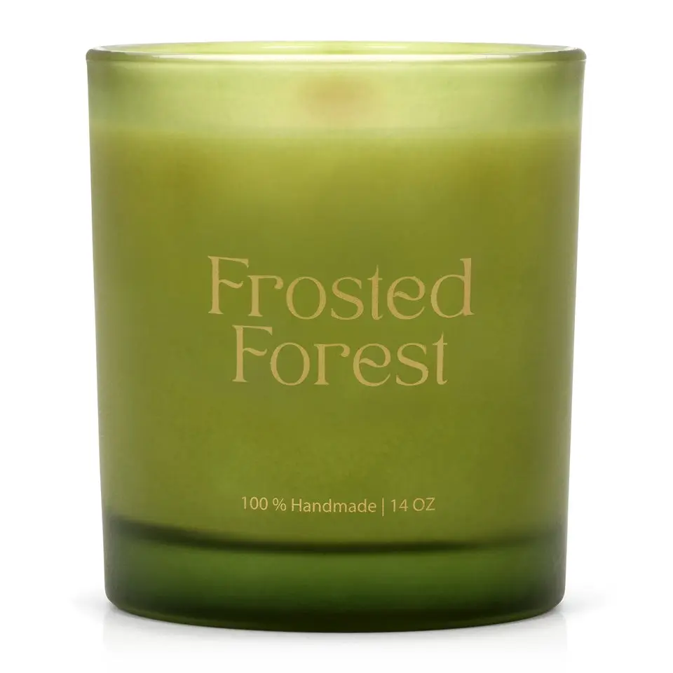 BuMama Frosted Forest Scented Coconut Wax Candle (14oz) – Father's Day Gift for Dad | Crisp Pine, Cypress & Warm Spice Aroma, Wood Wick Luxury Home Fragrance for Cozy & Relaxing Ambiance