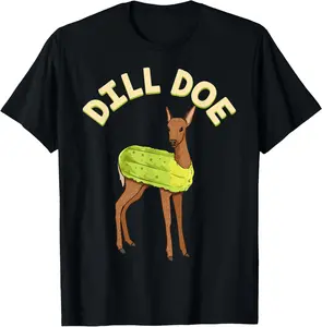 Animal Pun Pickle Dildo Funny Deer T-Shirt Pure Cotton Graphic Tees Menswear Top: Gifts for Men & Women