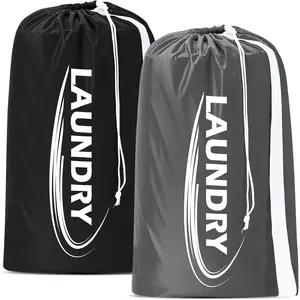 2 Pack XL Laundry Bag with Strap,Heavy Duty Travel Laundry Bag,Rip-Stop Dirty Clothes  Bag with Drawstring,Easy Fit a Laundry Hamper or Basket Travel Essentials