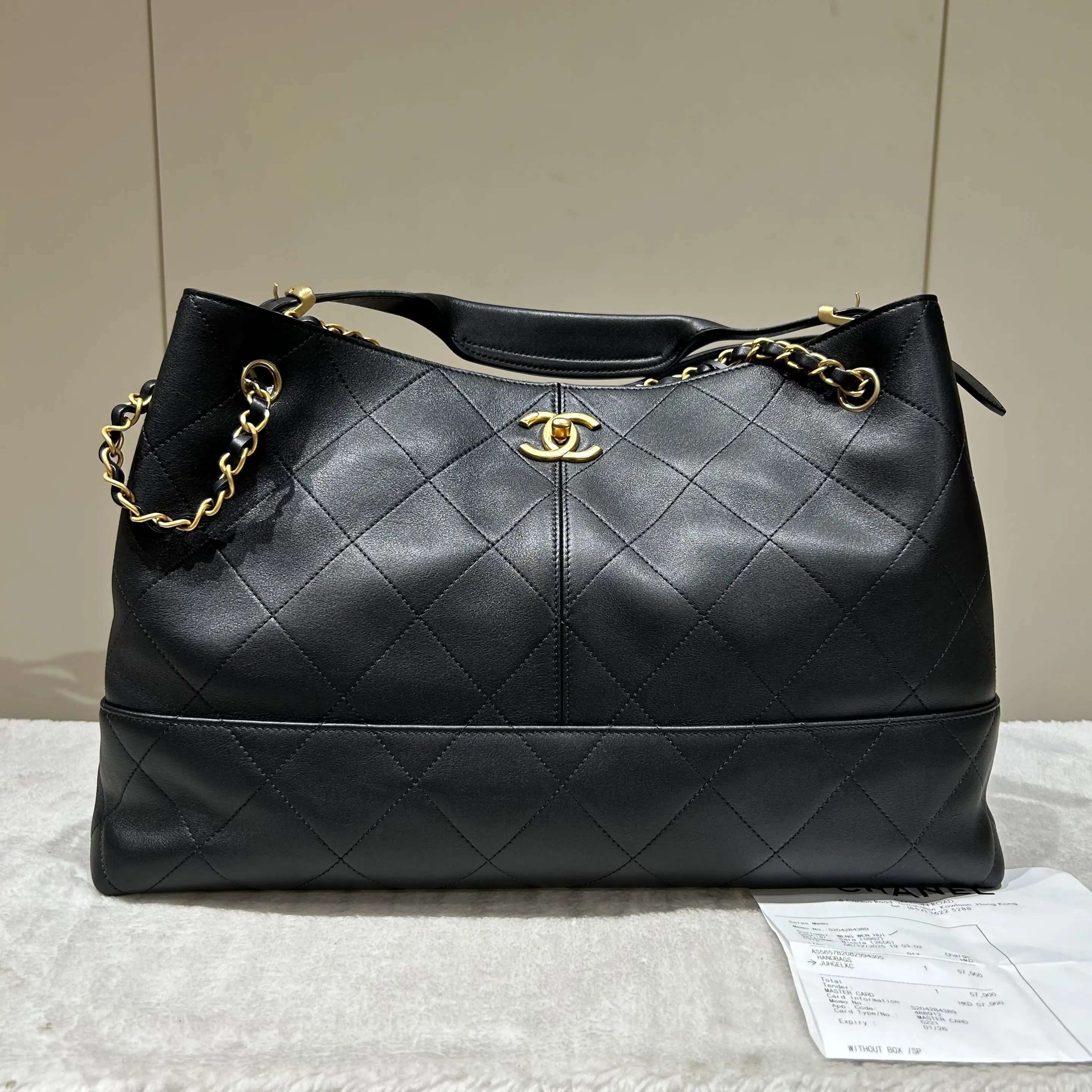 Pre-owned CHANEL leather Tote Bags Black 25A Tote Shoulder Bag 35400540 SH