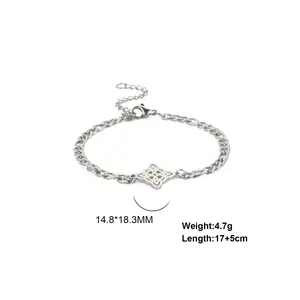 DB- Witch Knot Hollow Out 304 Stainless Steel Figaro Bracelet-DB