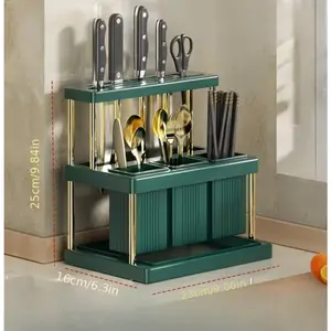 High-end fashion knife block, kitchen shelf, multi-functional aesthetic chopstick holder for countertop, integrated household knife block with knife storage box