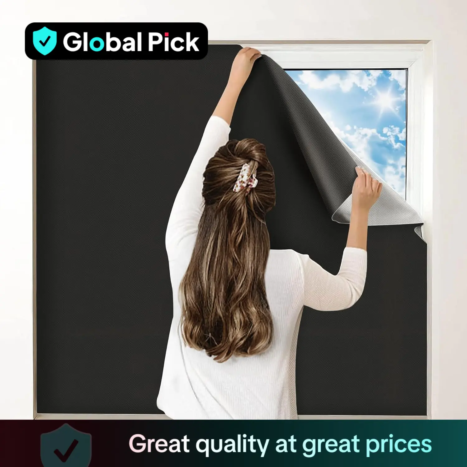 Portable DIY Blackout Curtain, 1 Count No Drill Window Shades with Stickers Glue, Halloween Decor Portable Blackout Window Curtain for Baby Nursery, T