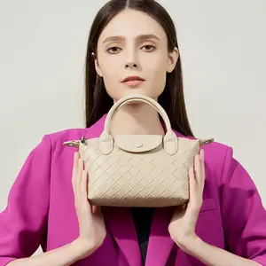 Niche Design Genuine Leather Small Bag Trend 2026 Cowhide Woven Women's Dumpling Mobile Phone Portable Crossbody