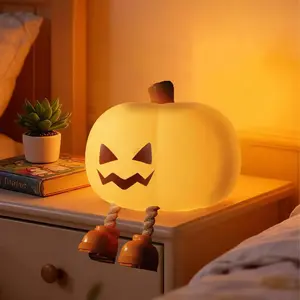 Night for Kids Pumpkin Night Light, Mini LED Pumpkin Lamp with 3 Level Dimmable, Nursery Nightlight for Kids, Silicone Rechargeable Bedside Touch Lamp, for Kids EasterEggLight TiktokShopSpringGlowUp clearance items