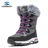 HOBIBEAR Women's Waterproof Insulated Snow Boots - Shoes for Women, Faux Fur Lined Mid-Calf Lace-Up, Cushioned Footbed, Slip Resistant All-Weather Rubber Grip, Reinforced Moisture-Wicking Outdoor Footwear