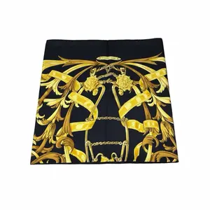 Pre-owned Hermés Silk Scarf with Gold and Black Floral Design