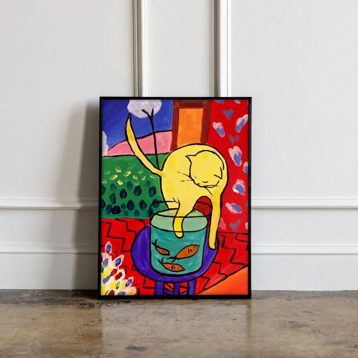 Matisse Cat Print, Exhibition Poster, Henri Matisse Wall Art, Henri Matisse Cat with Red Fish Poster Unframed, Room Decor