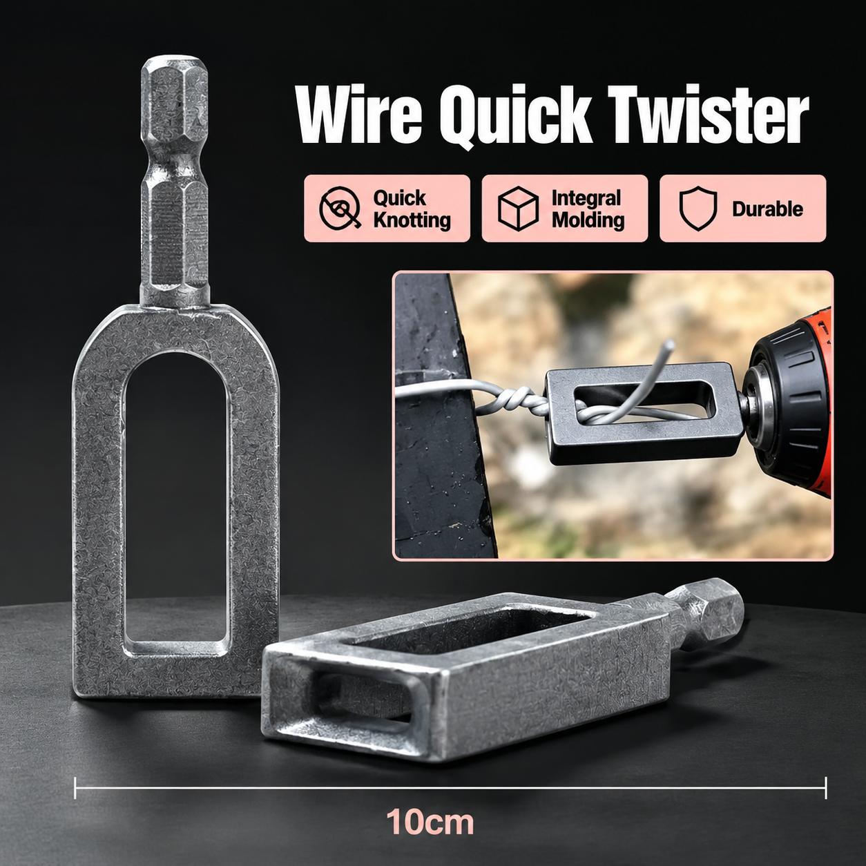 2PCS Wire Twister Tool for Drill, 2 PCS Electric Drill Wire Twisting Tool with 1/4" Hex Shank, Heavy Duty Steel Wire Twisting Attachment for Fence Repair, Rebar Tying, Electrical Hand Tools (#9+#11-2pc)