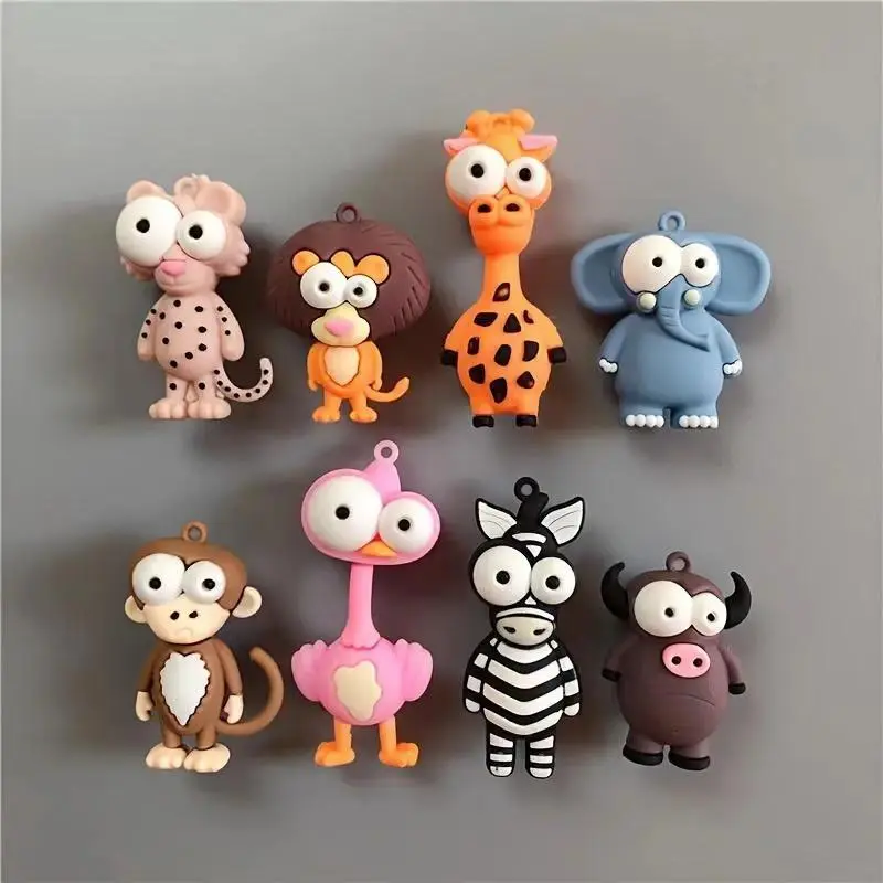 8PCS PVC Cute Animal Fridge Magnet Set - Strong-Hold Decorative Magnets for Fridge, Home Decor, Ideal Bag Charm Accessory Gift, Decorative Fridge Magnets