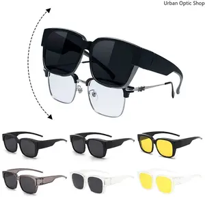 XUH Polarized Fit Over Sunglasses for Men Women, Square Wrap Around UV400 Protection Sun Glasses, Wear Over Prescription Eyeglasses for Driving Outdoor Activities,summervibes
