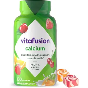 vitafusion Chewable Calcium Gummy Vitamins for Bone and Teeth Support, Fruit and Cream Flavored, America’s Number 1 Gummy Vitamin Brand, 50 Day Supply, 100 Count
