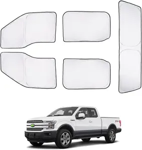Canvcle Custom Fit for Sunshade 2015-2020 Ford F150 SuperCrew 4 Door Side Window & Full Rear Window Windscreen Shield Cover Sun Heat Visor Foldable Sun Blocking 5PCS