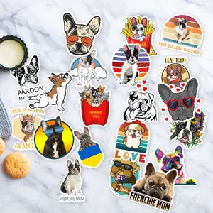 Stickers Pack 20 Pcs French Aesthetic Vinyl Bulldog Colorful Luggage Dog Bike Laptop Paws Car Waterproof Breed Bumper Bottle Water Skateboard Guitar