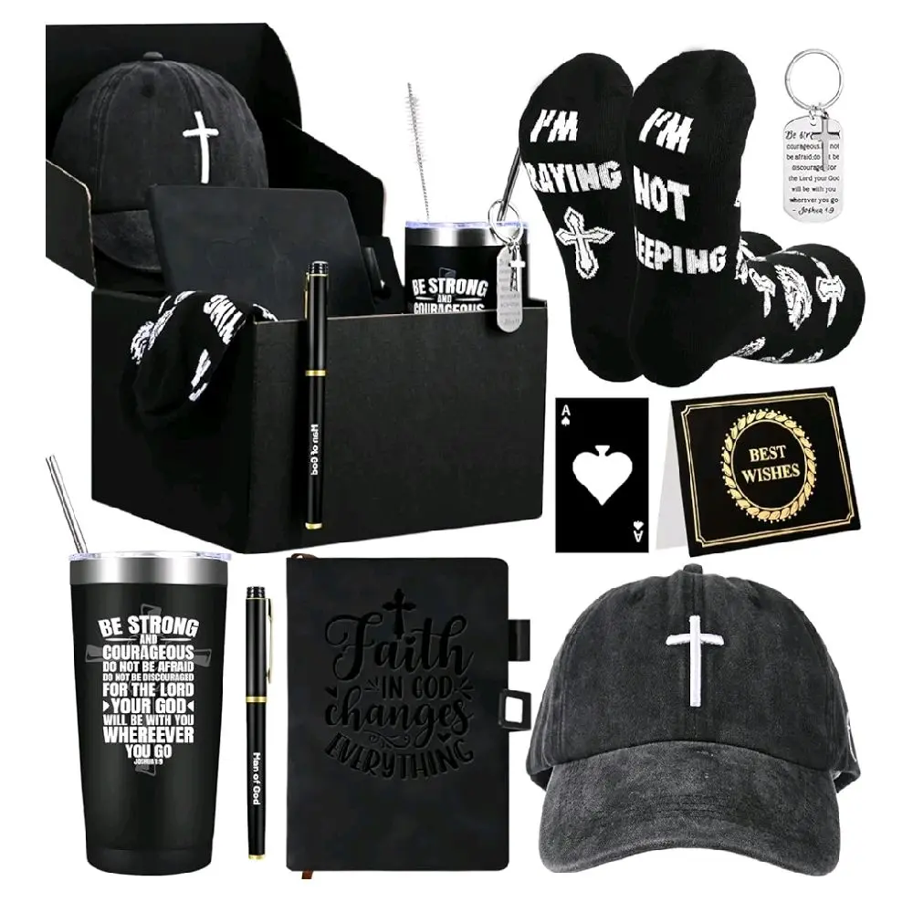 Christian Gifts for Men Fathers Inspirational Religious Gifts Set for Dad Husband Grandpa Male Friends, Spiritual Catholic Gift Basket for Christmas Father's Day Birthday Pastor Appreciation