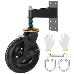 Gate Wheel 6 inch Fence Gate Wheels with Brake for Metal Tube Gate Swing Wooden Gate, Shock Absorbing Heavy Duty Caster 600lb Capacity, 360 Degree Swivel Spring-Loaded Gate Caster