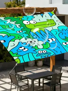 1 PCS Large Outdoor Sunshade Creative Art5, Digital Print Outdoor Sunshade Awning Washable Fabric, Homeowners, Garden Lovers Garden Canopy, 4 Fixation Ropes Included Washable for Outside Yard Camp Beach