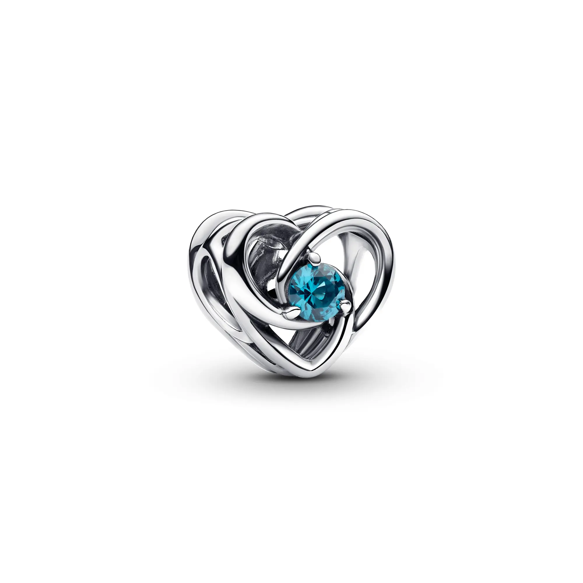 Pandora Entwined Openwork Heart Charm, Sterling Silver 793744C01, Charms & Pendants with Blue Stones, Pandora’s Partnership Item to Support UNICEF, Pandoras Partnership, Unicef 793744C01