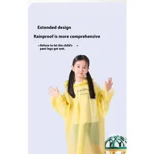 2pcs Children's disposable one-piece portable full-body waterproof raincoat, heavy-duty rain poncho for college students going to school