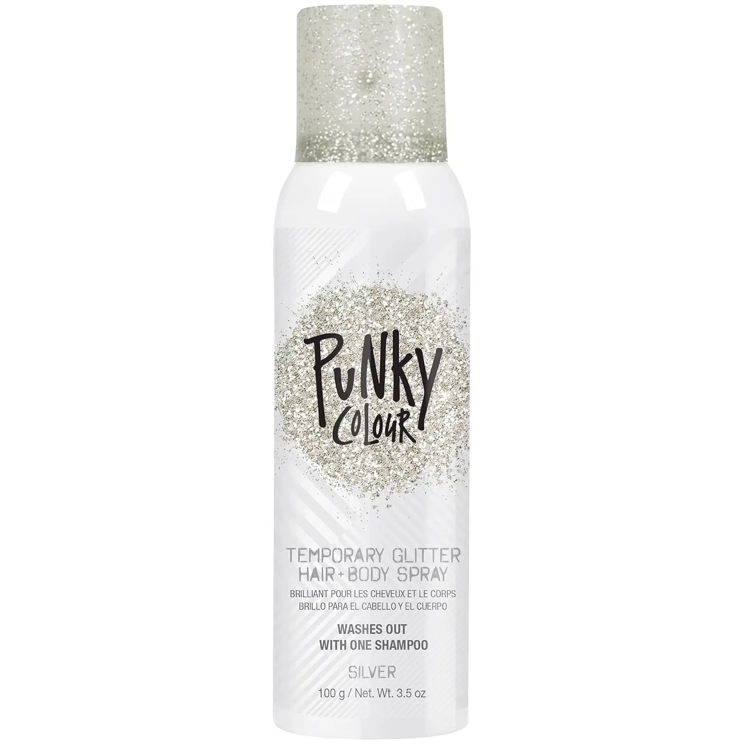 Punky Temporary Hair and Body Glitter Spray, Silver – Glitters Hairspray, Adds Sparkly Shimmery Glow, Hair Glitter for Kids, Women, Men, 3.5 oz