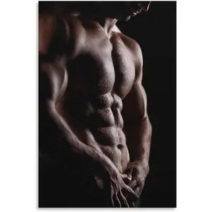 No Framed, Fitness Poster Muscular Male Model Home Gym Decoration Wall Art Paintings