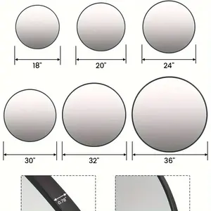 New Round Mirror 18/20/24/30/32/36 inch Circle Mirror HD Eco-Friendly Round Bathroom Mirror for Over Sink Big Matte Black Metal Framed Wall Mirror for Wall Vanity Entryway Hallway Living Room Easy to Install Aluminium Decor