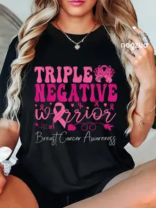 100% Cotton Triple Negative Warrior Breast Cancer Awareness Survivor T-Shirt
