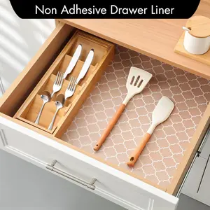 Shelf Liner for Kitchen Cabinets – Non-Adhesive Waterproof Drawer Liner – Durable EVA Material Easy-to-Cut Shelf Paper for Refrigerator, Cupboard, Dresser with Modern Pattern (17.7"W x 78.7"L)