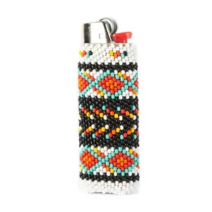 Gumdrops - Native Beaded Lighter Case with Colorful Design - Handmade by Huichol Artisans - Mother Sierra