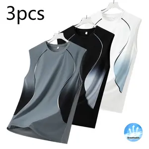 Men’s breathable stylish tank top, summer sleeveless men’s tank, gradient design casual sports tank for men, quick-dry fabric men’s top/tank, suitable for sports, leisure, training, fitness, running, and outdoor wear; great as a gift.
