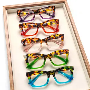 5pcs Set Of Stylish Vintage-Print Blue Light Blocking Reading Glasses Oprah-Style Women's Reading Glasses Large Rectangular Frames Durable Lenses Spring-Hinge Design Exudes Charm Perfect For Daily Wear, Outings, And Work