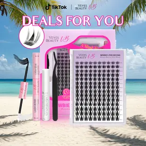 VEYESBEAUTY Manga Lashes lash clusters spikes Invisible Dramatic Volume Cluster Lashes Individual Lash Extensions lash clusters beginners Layered Fluffy Eyelashes Lash DIY Makeup- Salon Daily