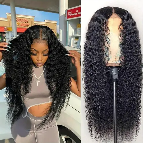 Bling Hair Curly Lace Front Wigs Real Hair 13x4/6 HD Lace Frontal Wigs Real Hair 180% Density Pre Plucked With Baby Hair For Women Deep Curly Wigs Real Hair Natural Color