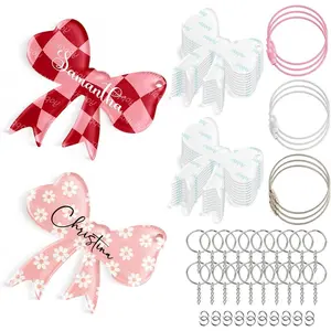 20 Set Sublimation Bow Blank kit, Sublimation Acrylic Bow Blanks for Heat Transfer, Suitable for Keychain Luggage Tag Baggage Handbag Travel Suitcase Tags, Home Gift Crafts Supplies